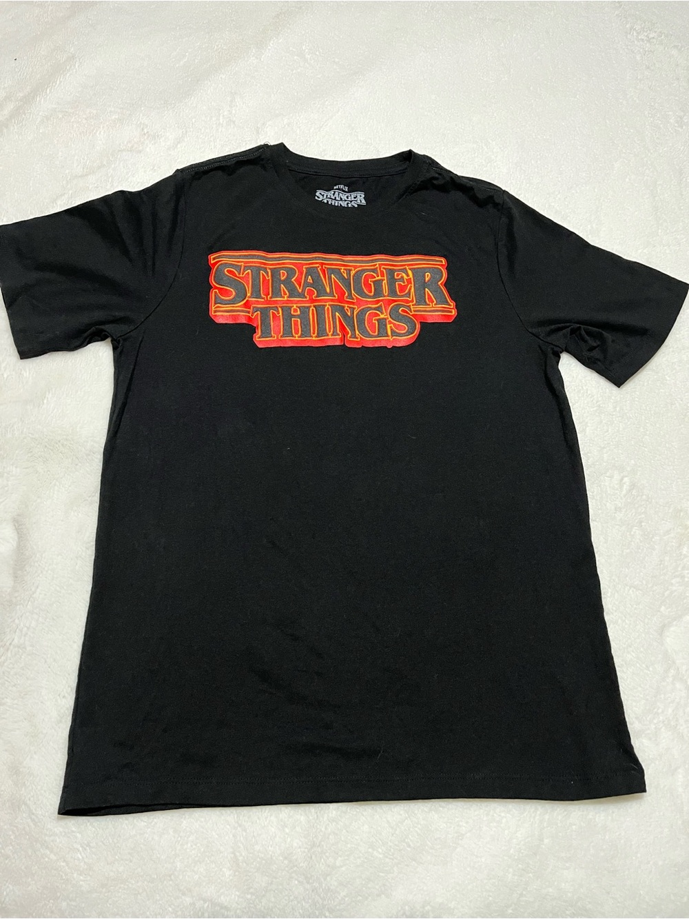 Netflix Black Short-Sleeve Tee with Red Stranger Things Logo